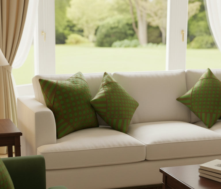 DIPTI Green Banarasi Silk Slub Cusion Cover 5pcs