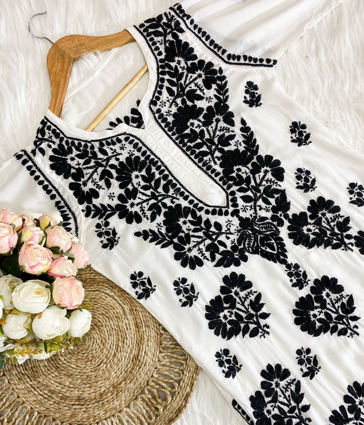 DURGA White Modal Chikankari Kurta