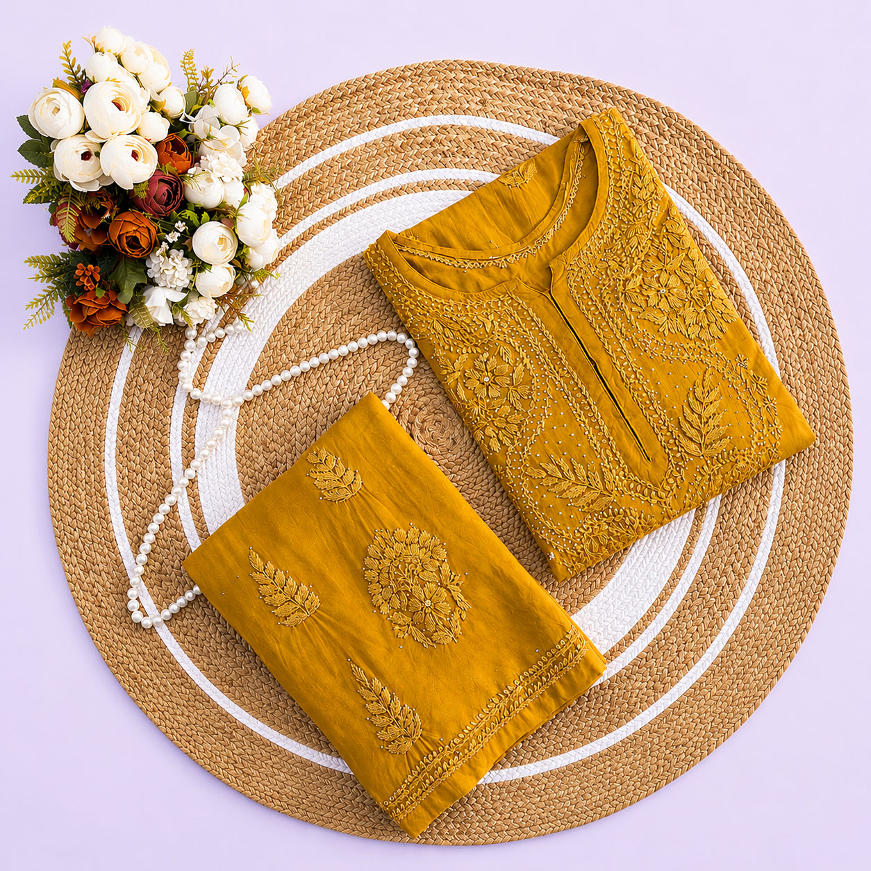 PRIYANKA Pure Modal Chikankari kaamdani Kurta Palazzo Set