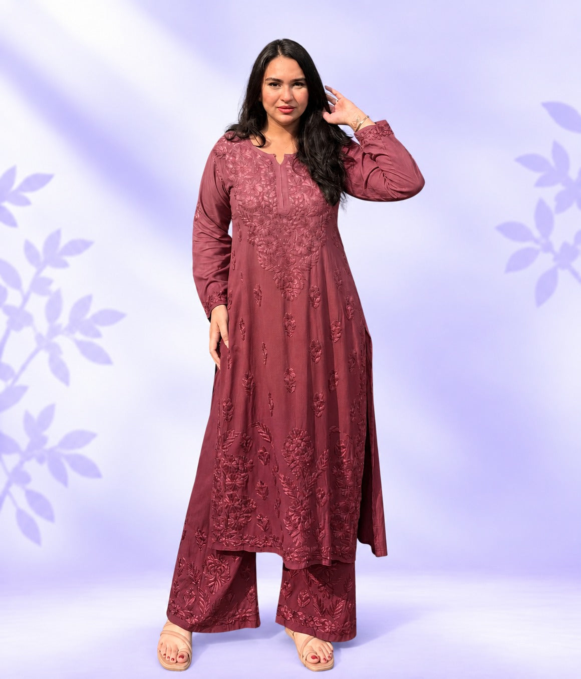 Riddhi Pure Modal Chikankari Kurta Palazzo Set for Women