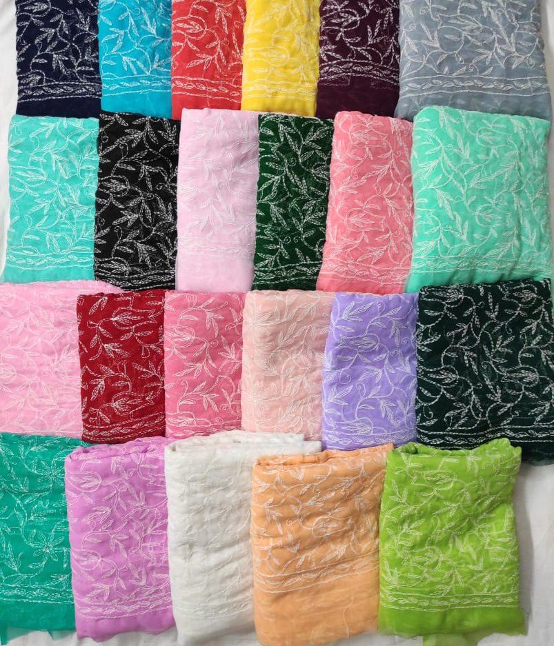 NEELAM Georgette Tepchi Chikankari Saree