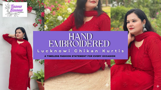 Hand Embroidered Lucknowi Chikan Kurtis