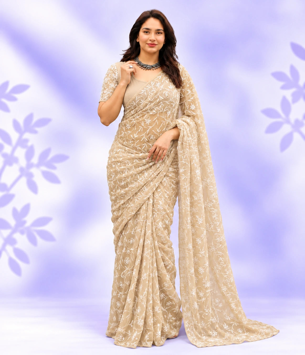 NEELAM Georgette Tepchi Chikankari Saree