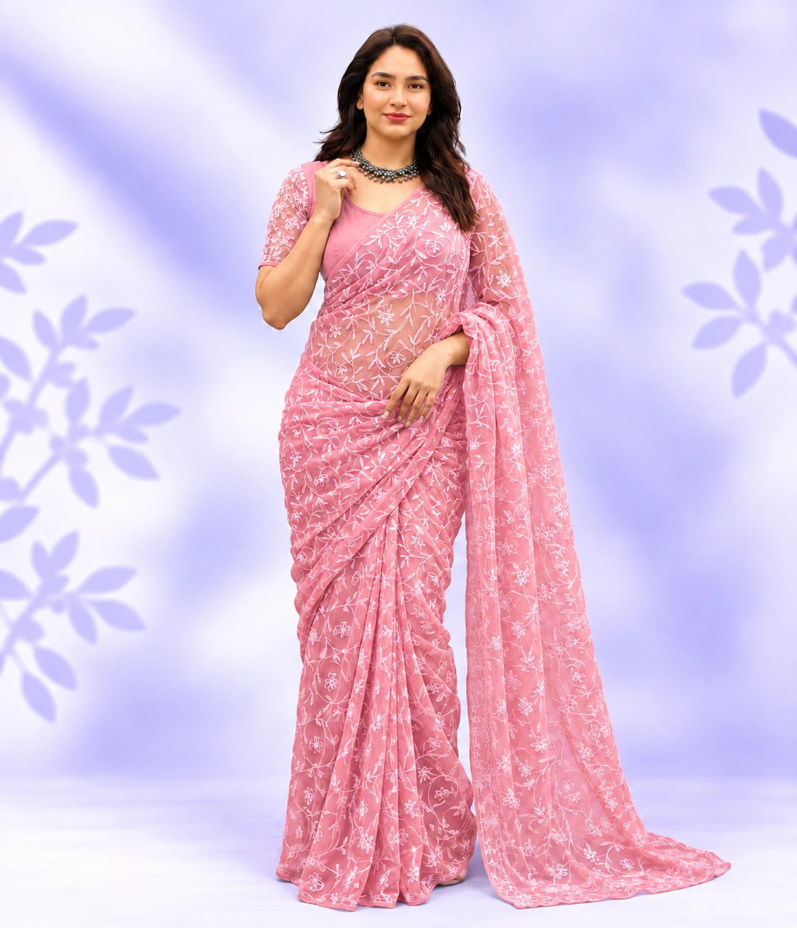 NEELAM Georgette Tepchi Chikankari Saree