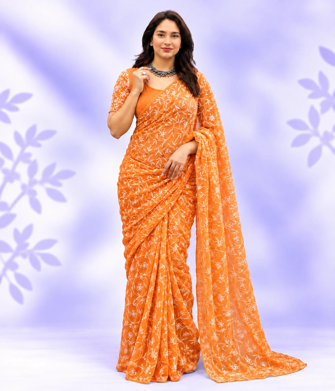 NEELAM Georgette Tepchi Chikankari Saree