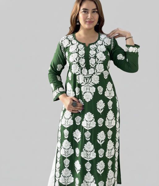 VIDHI Pink Pure Modal Chikankari Kurti