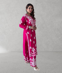 SHIVIKA Pink Pure Modal Chikankari Kurta Palazzo Set