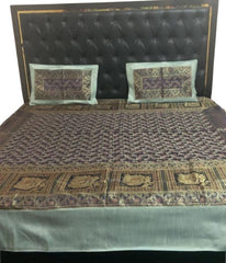 HOME FURNISHIINH  PURE BANARASI BROCHET BED COVER WITH 2 PILLOW AND 2 COUSION COVER