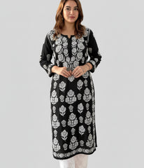 VIDHI Black Pure Modal Chikankari Kurti