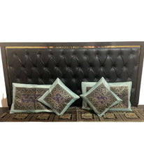 HOME FURNISHIINH  PURE BANARASI BROCHET BED COVER WITH 2 PILLOW AND 2 COUSION COVER