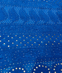 PAHEL Blue Pure Viscose Chikankari Saree With Golden Mokaish Work