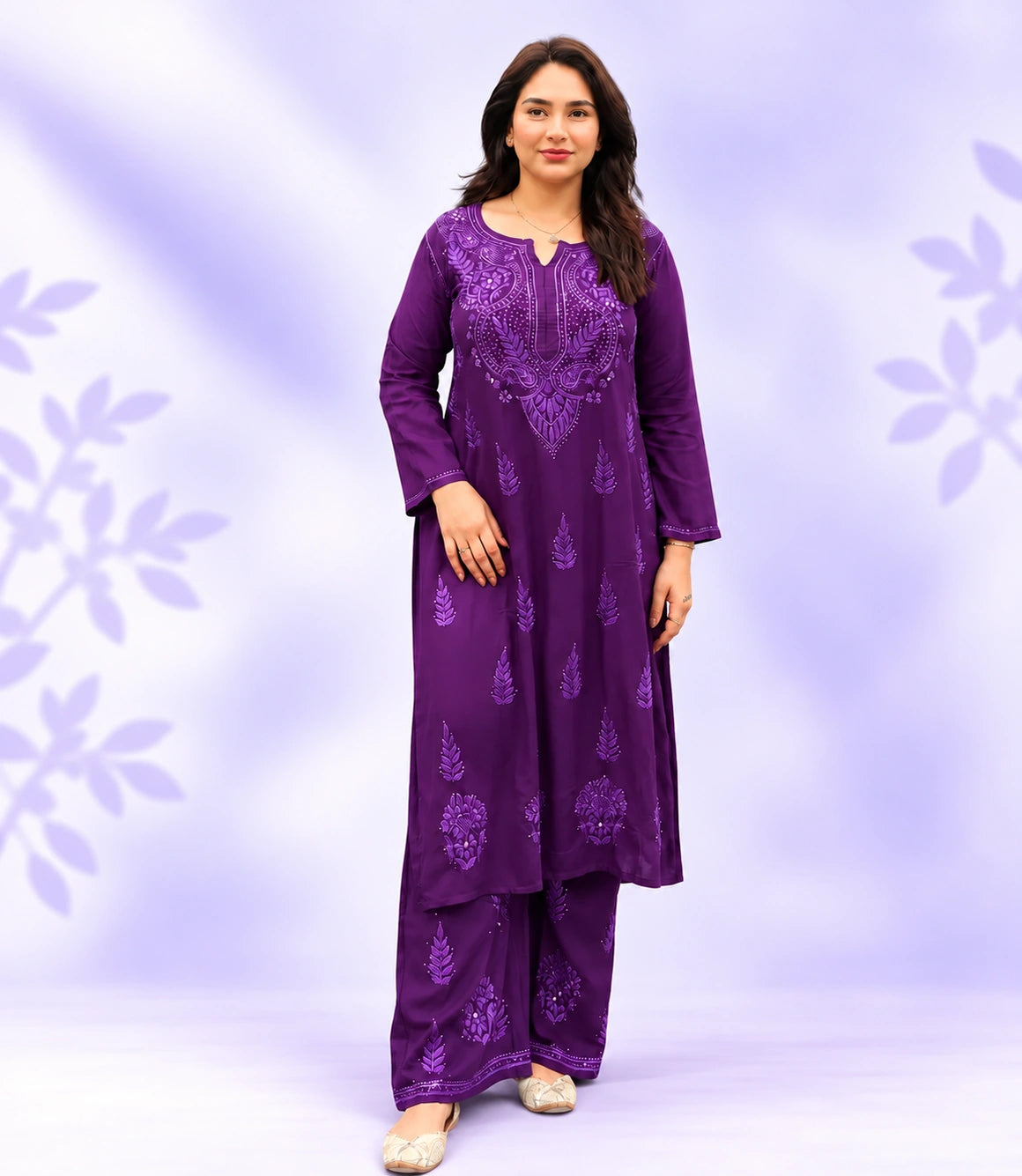 PRIYANKA  Pure Modal Chikankari kaamdani Kurta Palazzo Set