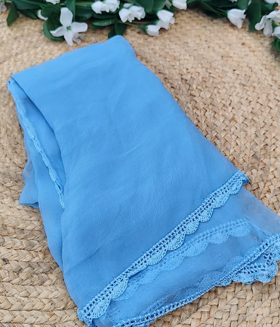 SANDHYA Blue Pure Viscose Chikankari Resham 4pcs Set