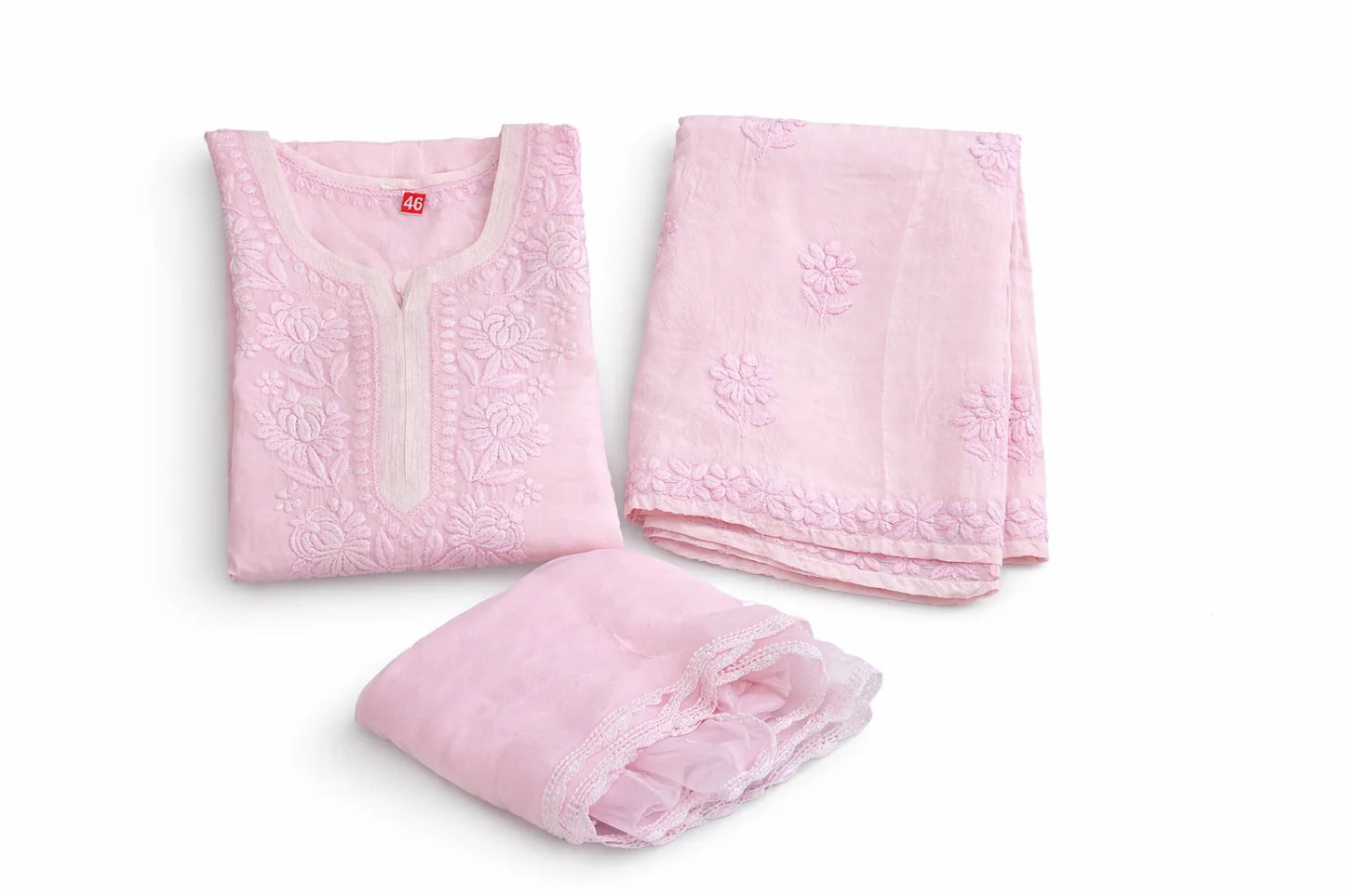 NIRALI pink pure muslin dyeble 3pcs set