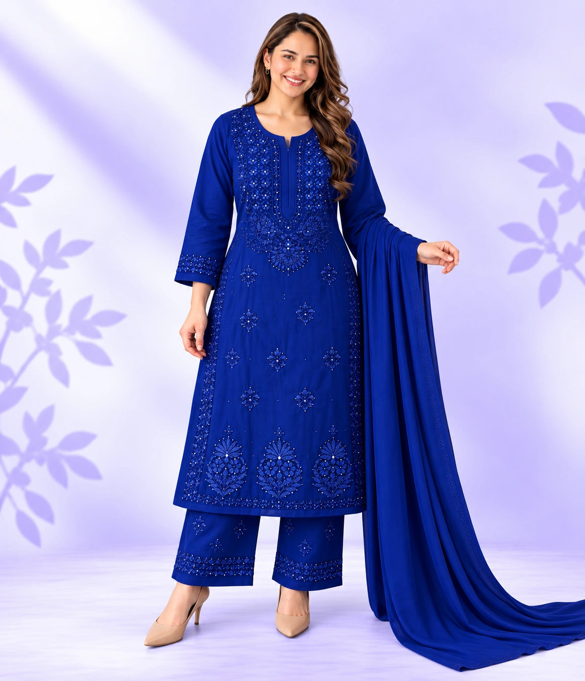 Aditi Premium Modal Chikankari 3 Piece Suit Set with Mukesh Work