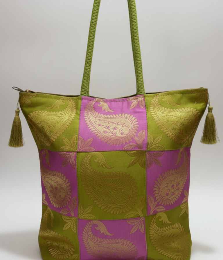 REET Banarasi Brocade Latkan Bag Satrang