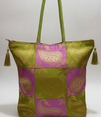 REET Banarasi Brocade Latkan Bag Satrang