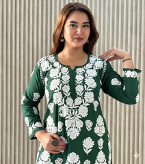 VIDHI Pink Pure Modal Chikankari Kurti