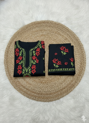 SHREYA Red Black Modal Kurti Palazzo Chikankari Set