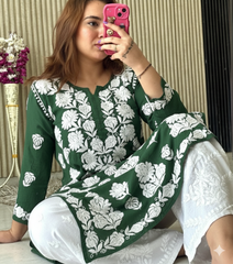 VIDHI Pink Pure Modal Chikankari Kurti