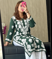 VIDHI Pink Pure Modal Chikankari Kurti