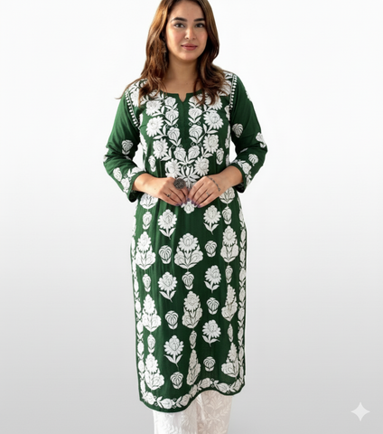 VIDHI Pink Pure Modal Chikankari Kurti