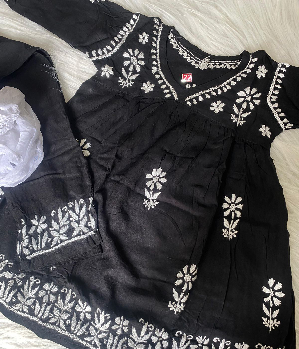 SIA Black Modal Chikankari Set