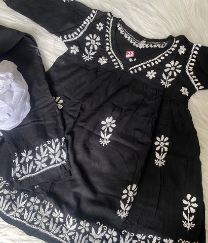 SIA Black Modal Chikankari Set