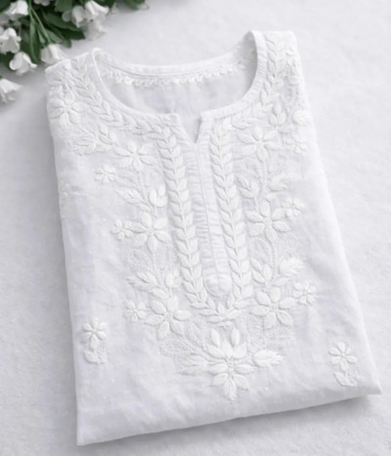 DHRUTI Premium Cotton Self Design Chikankari Kurti