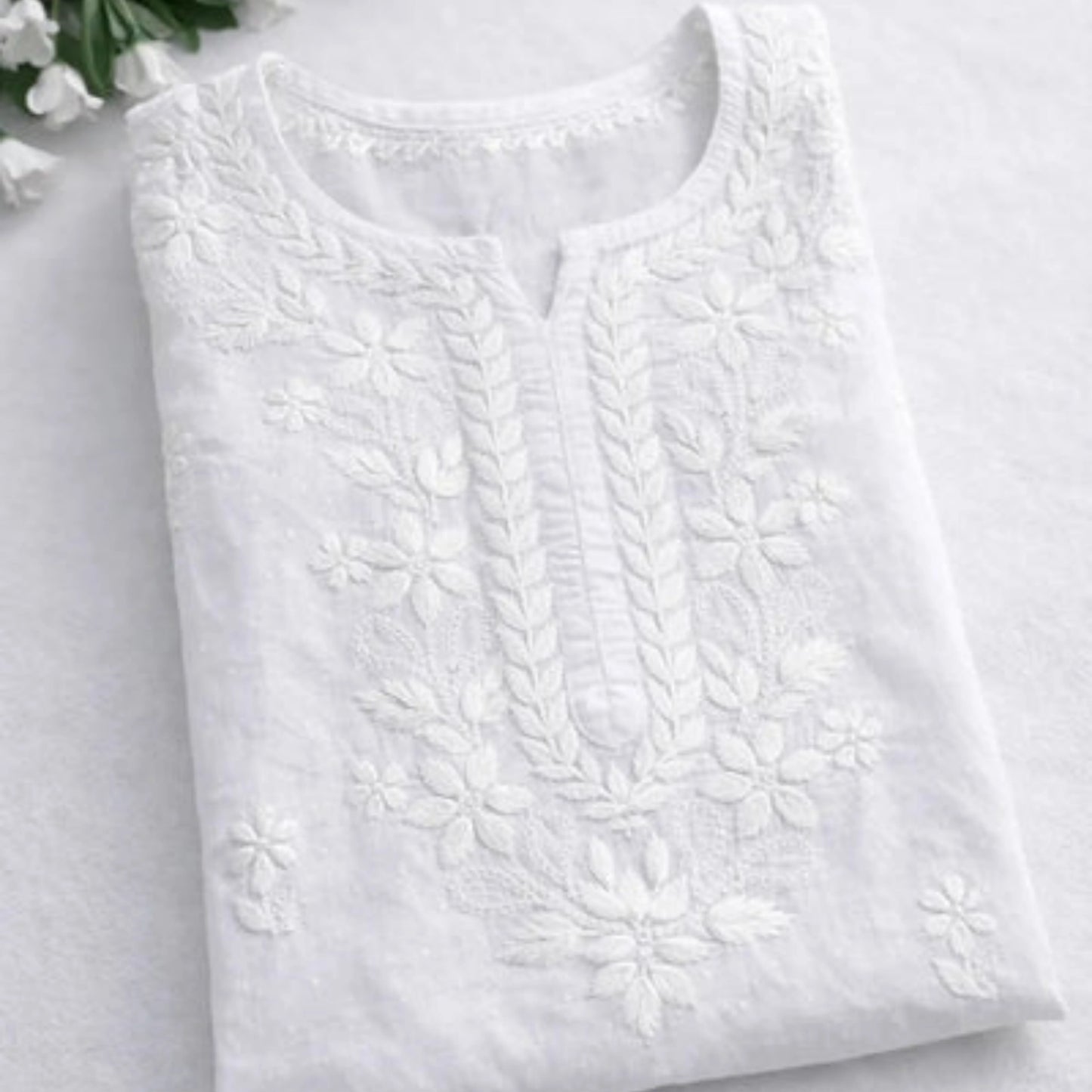 DHRUTI Premium Cotton Self Design Chikankari Kurti