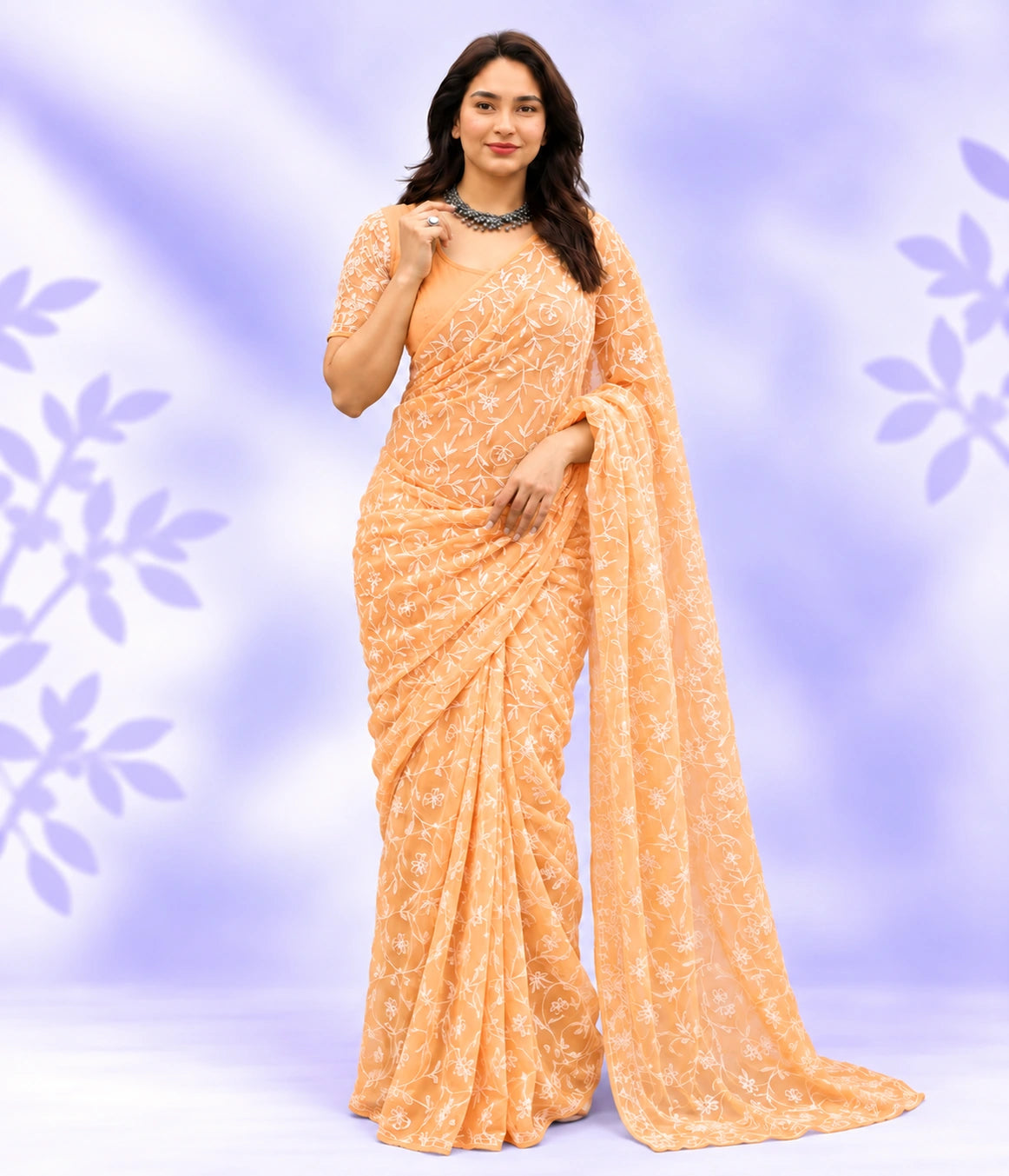 NEELAM Georgette Tepchi Chikankari Saree