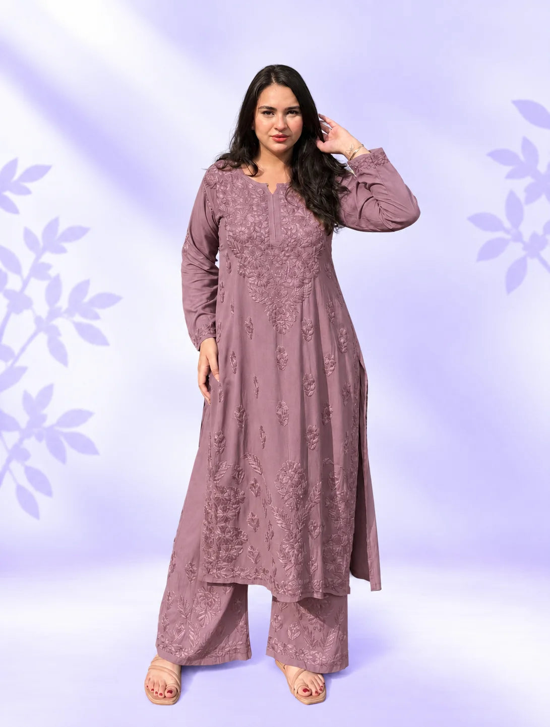Riddhi Pure Modal Chikankari Kurta Palazzo Set for Women
