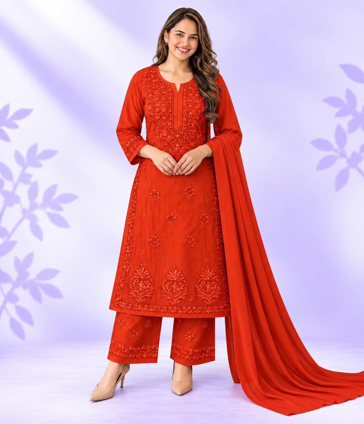 Aditi Premium Modal Chikankari 3 Piece Suit Set with Mukesh Work