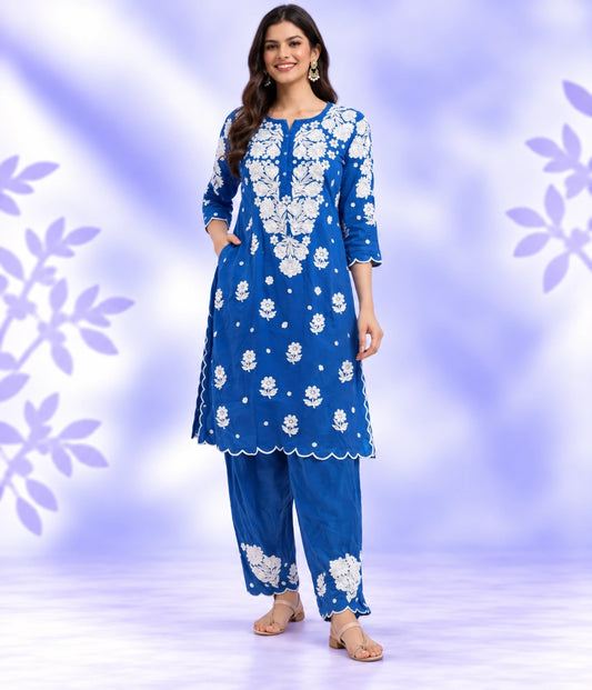 INAYA  Pure Crepe Dyeable 3-Piece Kurti Palazzo Set