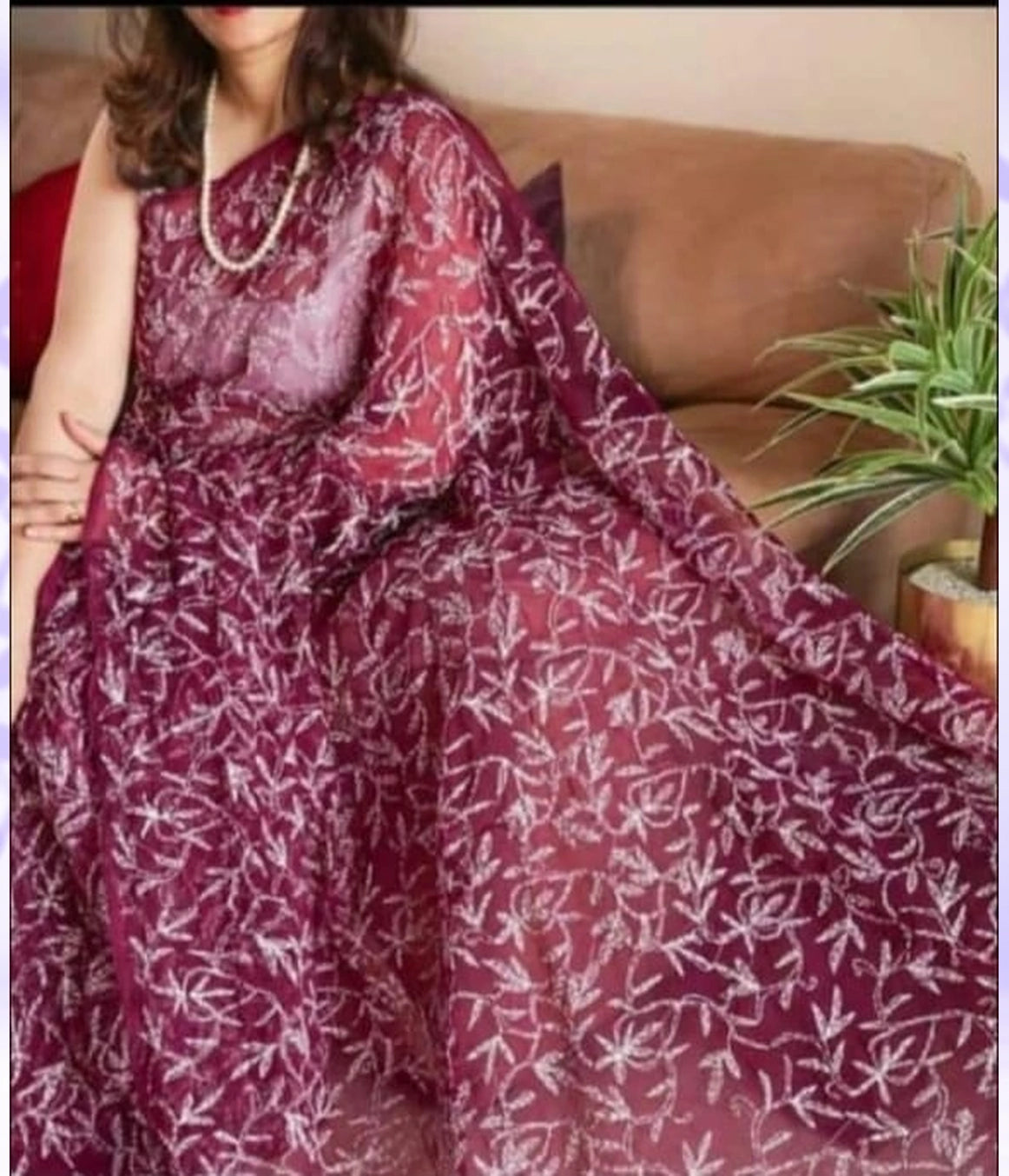 NEELAM Georgette Tepchi Chikankari Saree