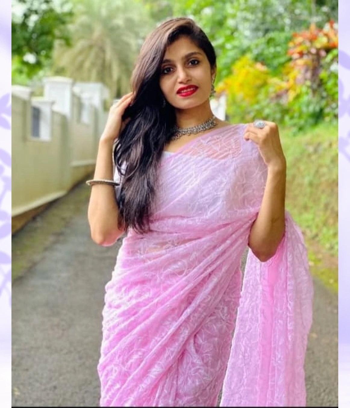 NEELAM Georgette Tepchi Chikankari Saree