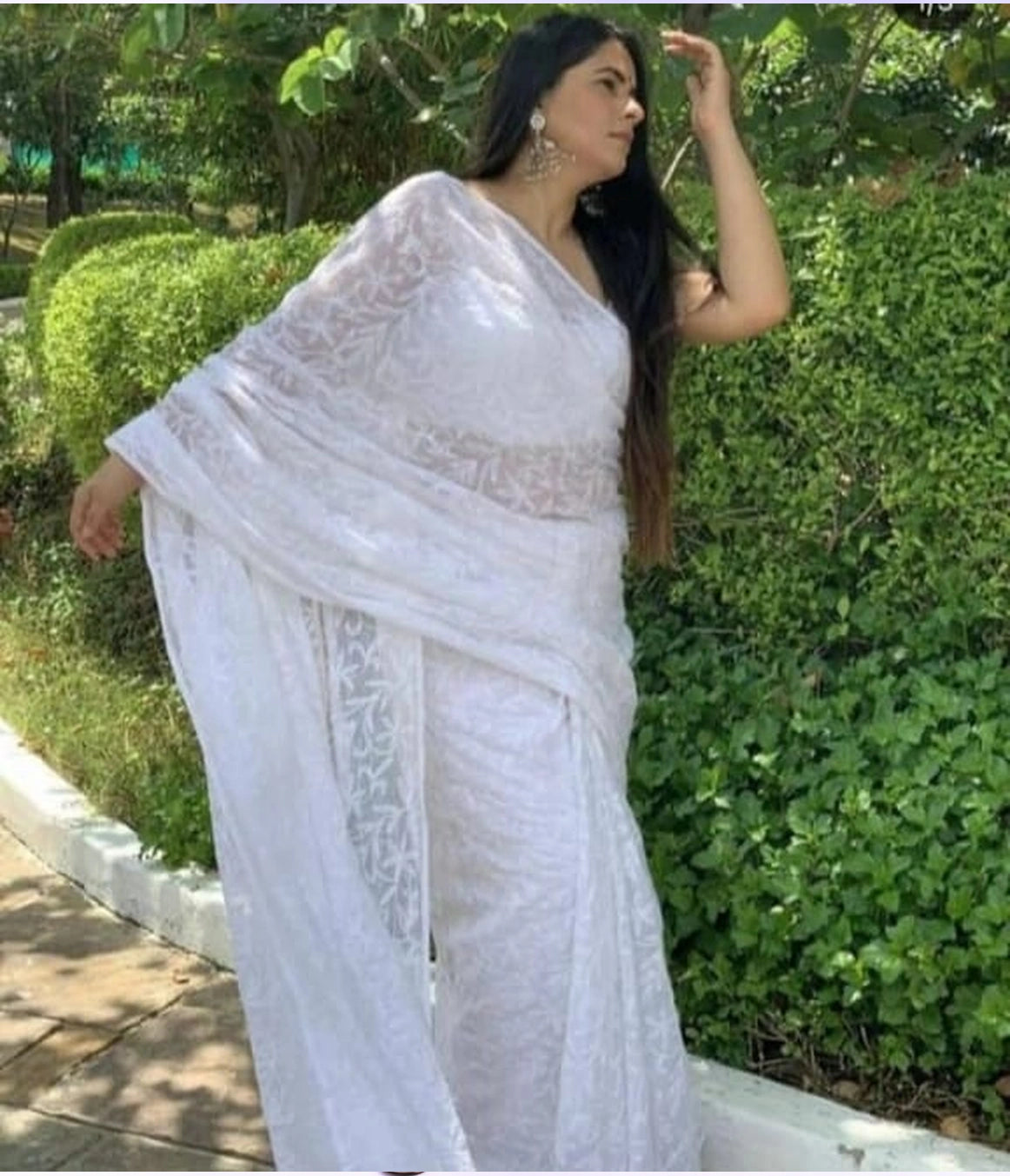 NEELAM Georgette Tepchi Chikankari Saree