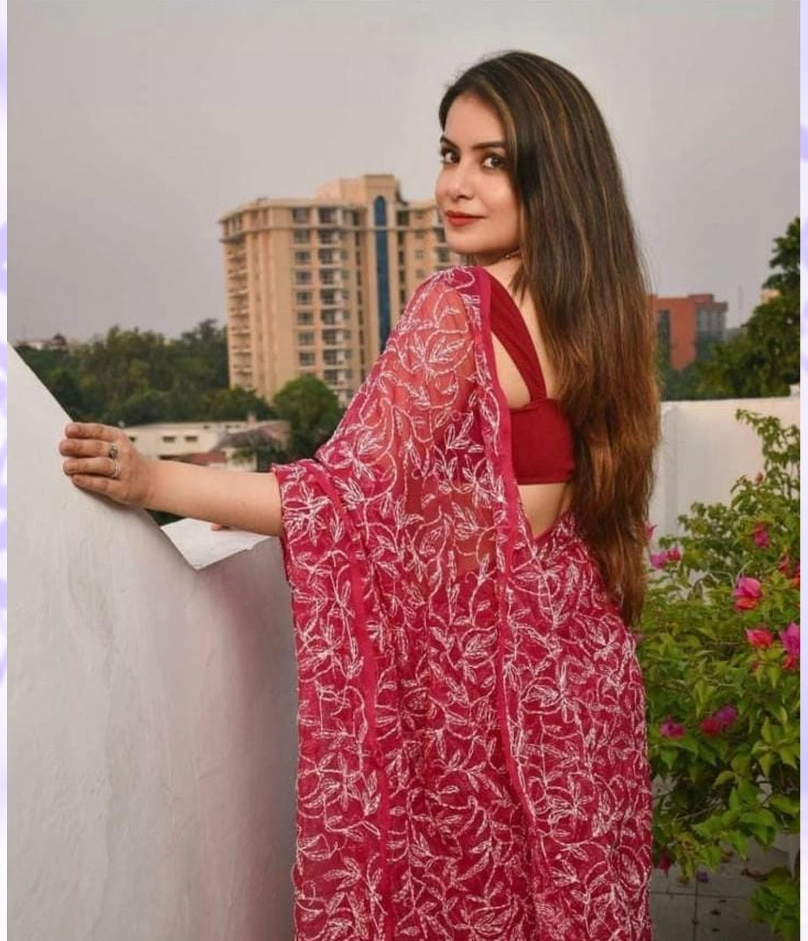 NEELAM Georgette Tepchi Chikankari Saree