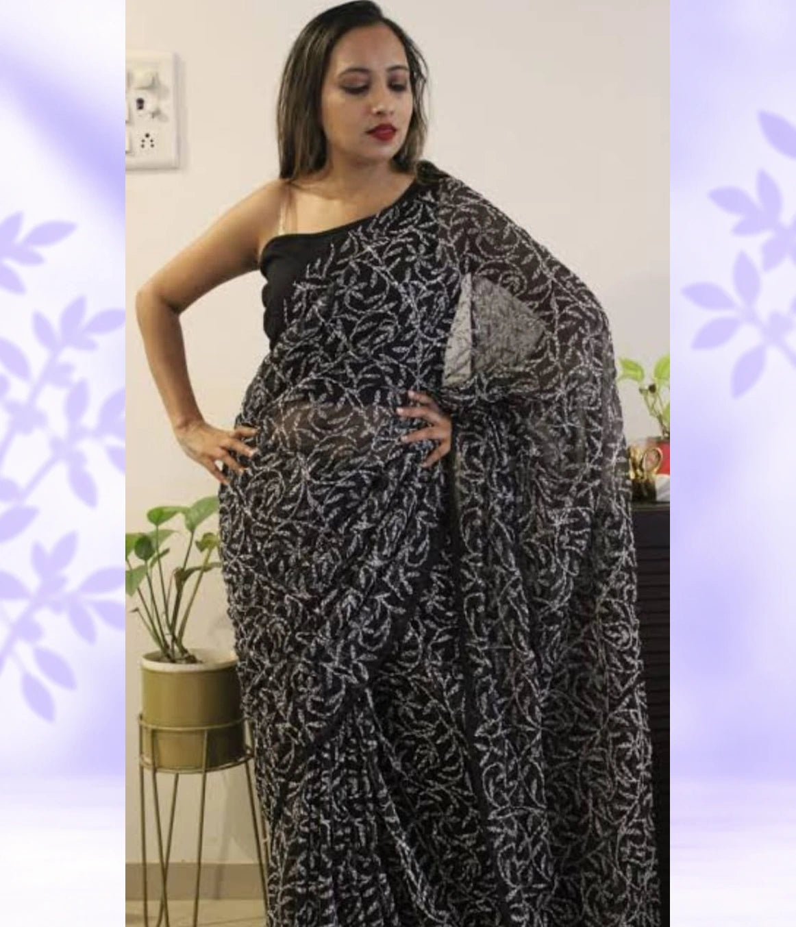 NEELAM Georgette Tepchi Chikankari Saree