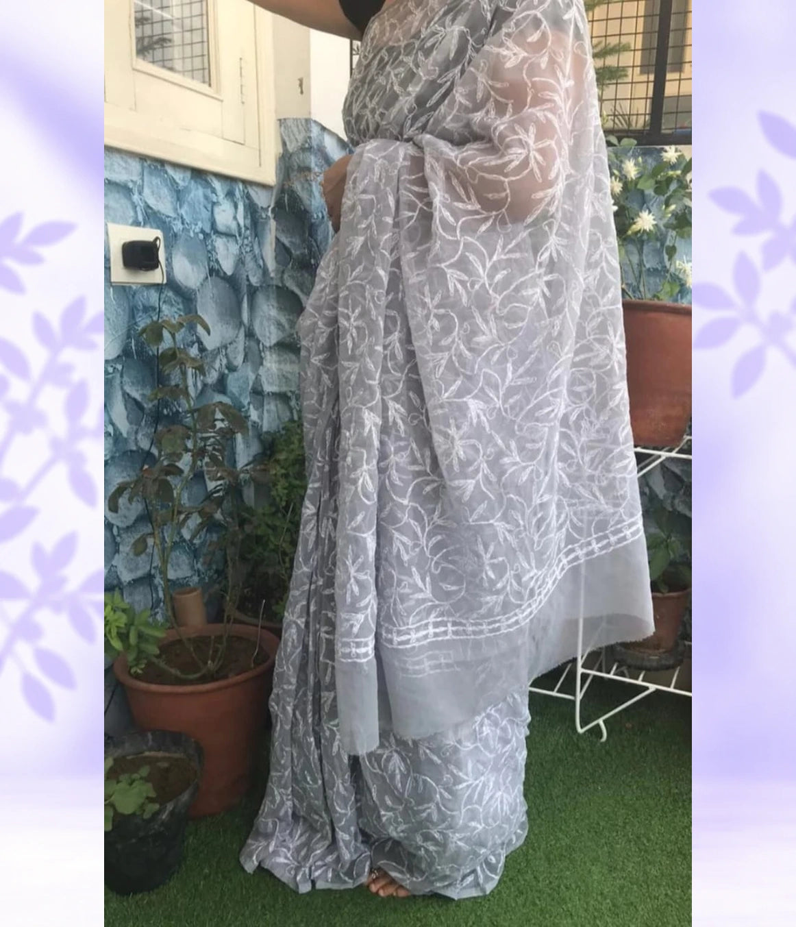 NEELAM Georgette Tepchi Chikankari Saree