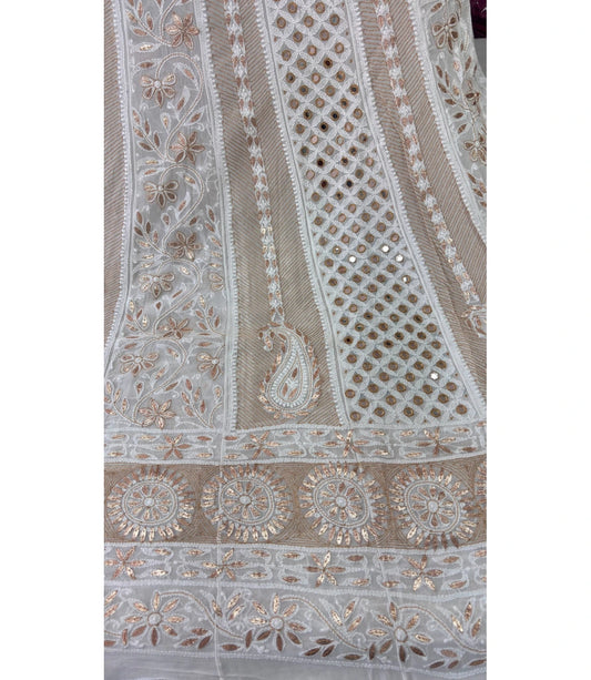AARUSHI Dyeable Viscose Georgette Chikankari Anarkali with Dupatta | Gota Patti, Mirror & Kasab Work