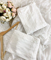 RADHIKA White Modal Chikankari 3 Piece Set