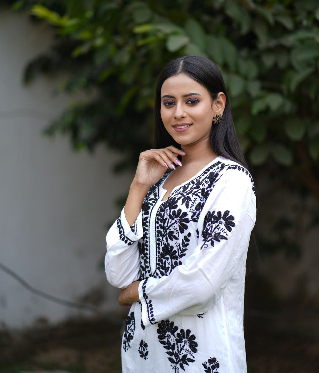 DURGA White Modal Chikankari Kurta