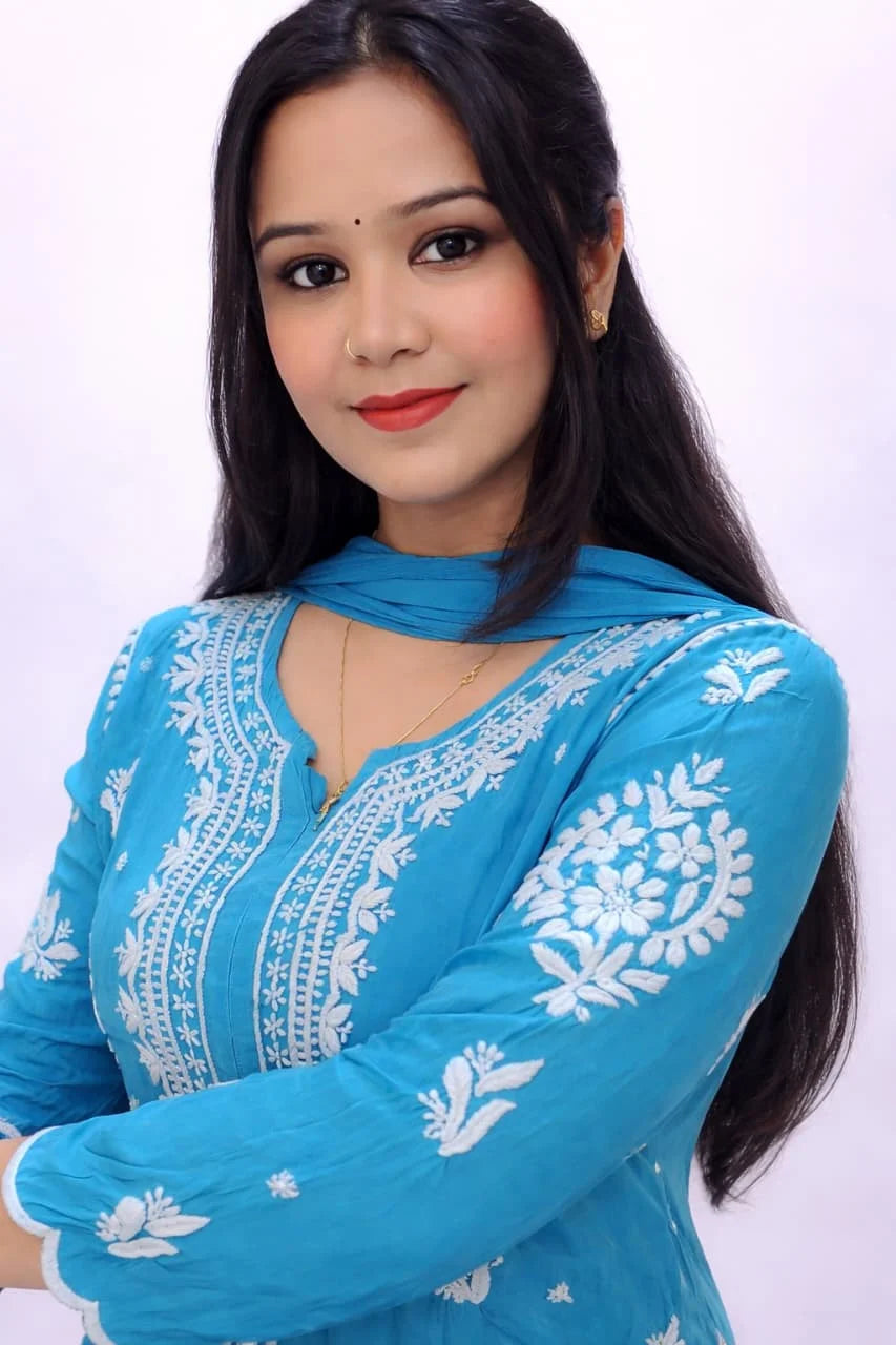 ANIKA SKY BLUE PURE CREPE 3-PIECE KURTI PALAZZO SET WITH CHIFFON DUPATTA