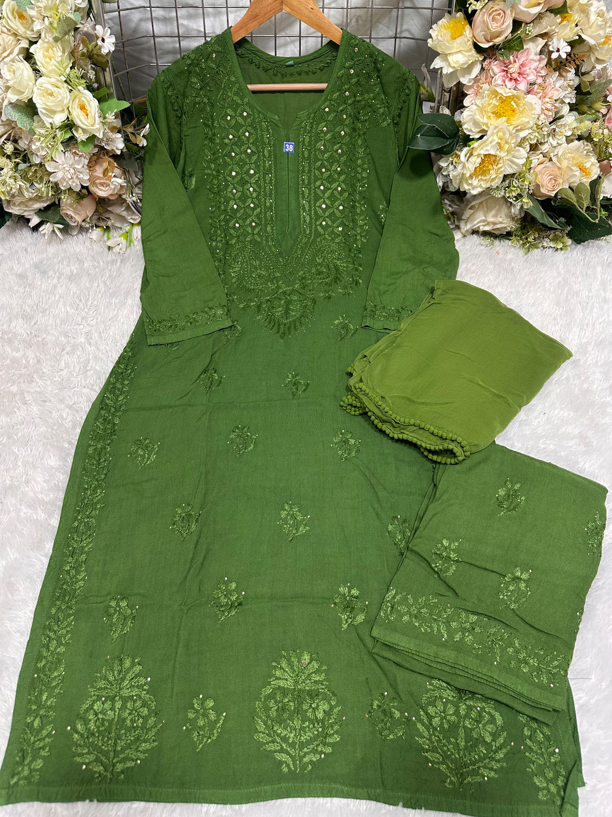 Aditi Premium Modal Chikankari 3 Piece Suit Set with Mukesh Work