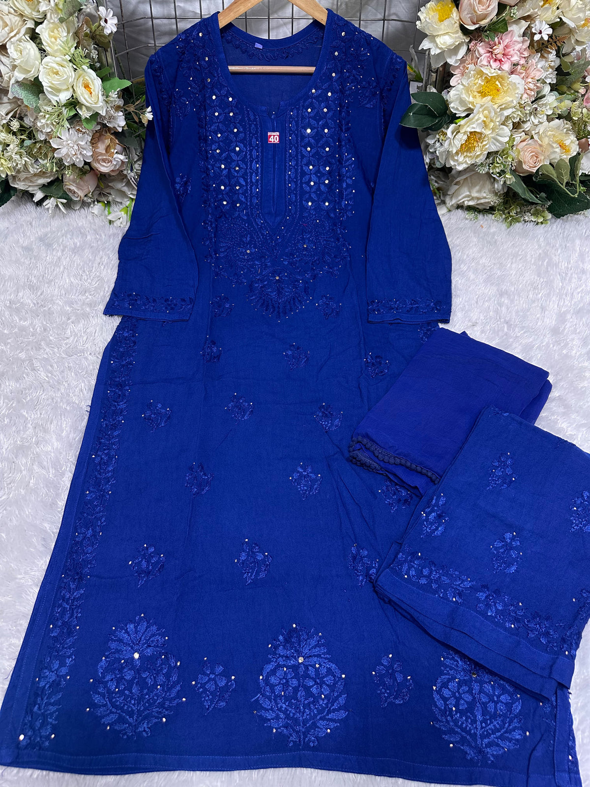Aditi Premium Modal Chikankari 3 Piece Suit Set with Mukesh Work