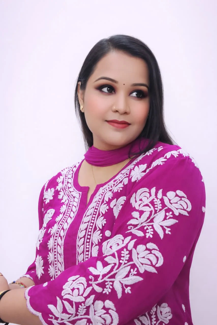ARYA Pure Crepe Dyeable 3pcs Kurti Palazzo Set with Chiffon Dupatta