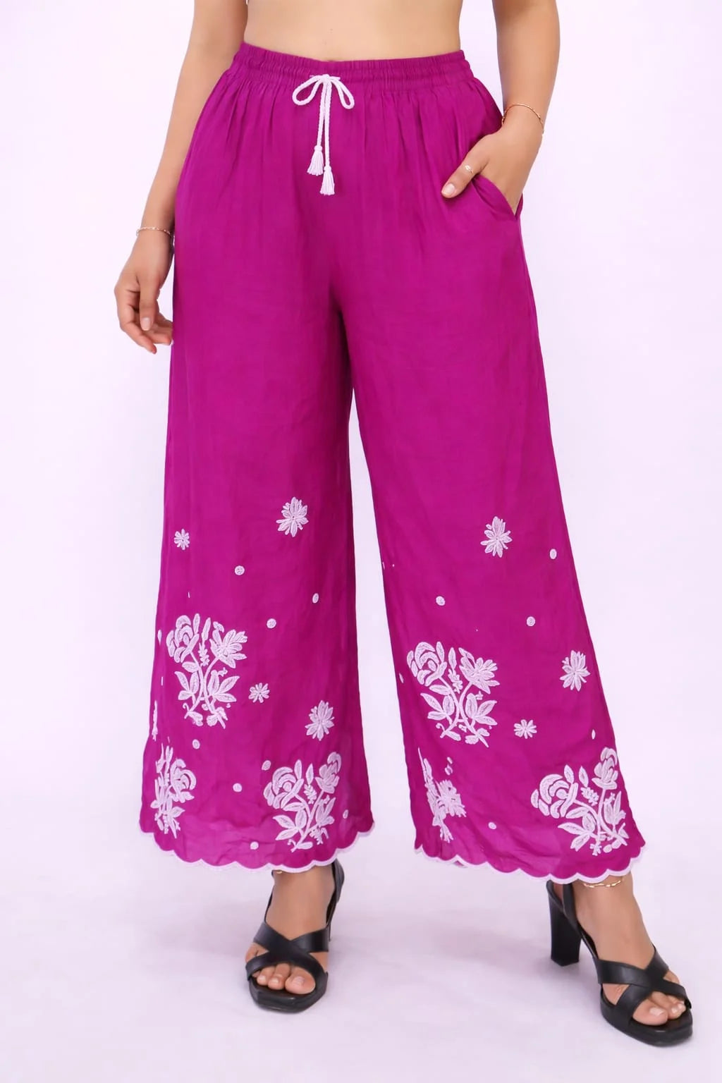 ARYA Pure Crepe Dyeable 3pcs Kurti Palazzo Set with Chiffon Dupatta