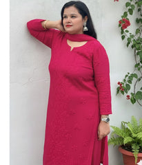 YATI Pink Pure Viscose Chikankari 3D Emboss 4pcs Set