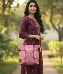 REET Banarasi Brocade Latkan Bag Satrang